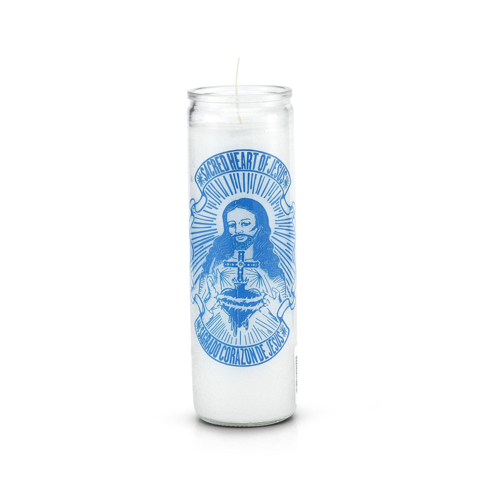 Sacred Heart of Jesus 7 Day Saint Candle White Check My Vibes