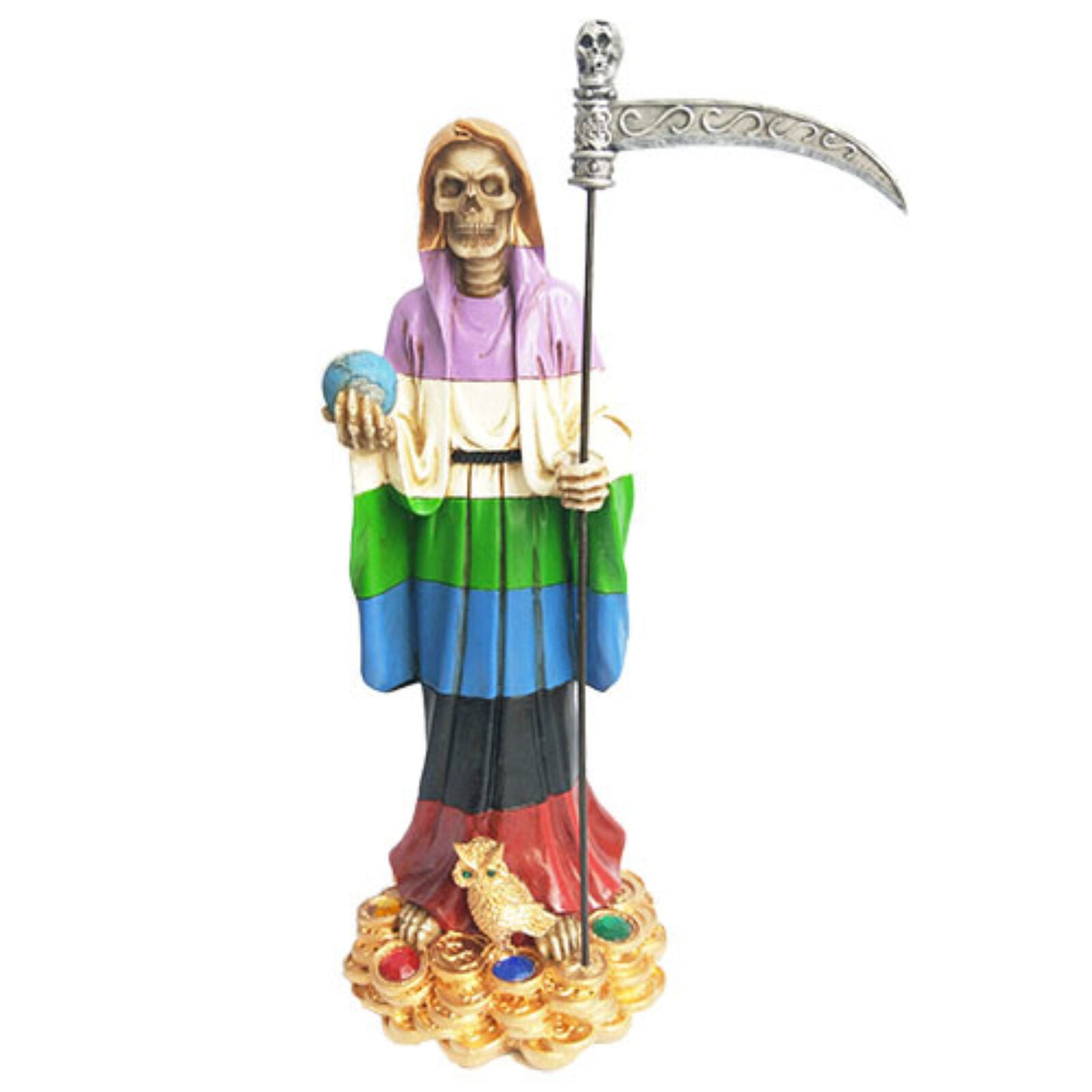 Santisima Muerte Statue 12" Rainbow