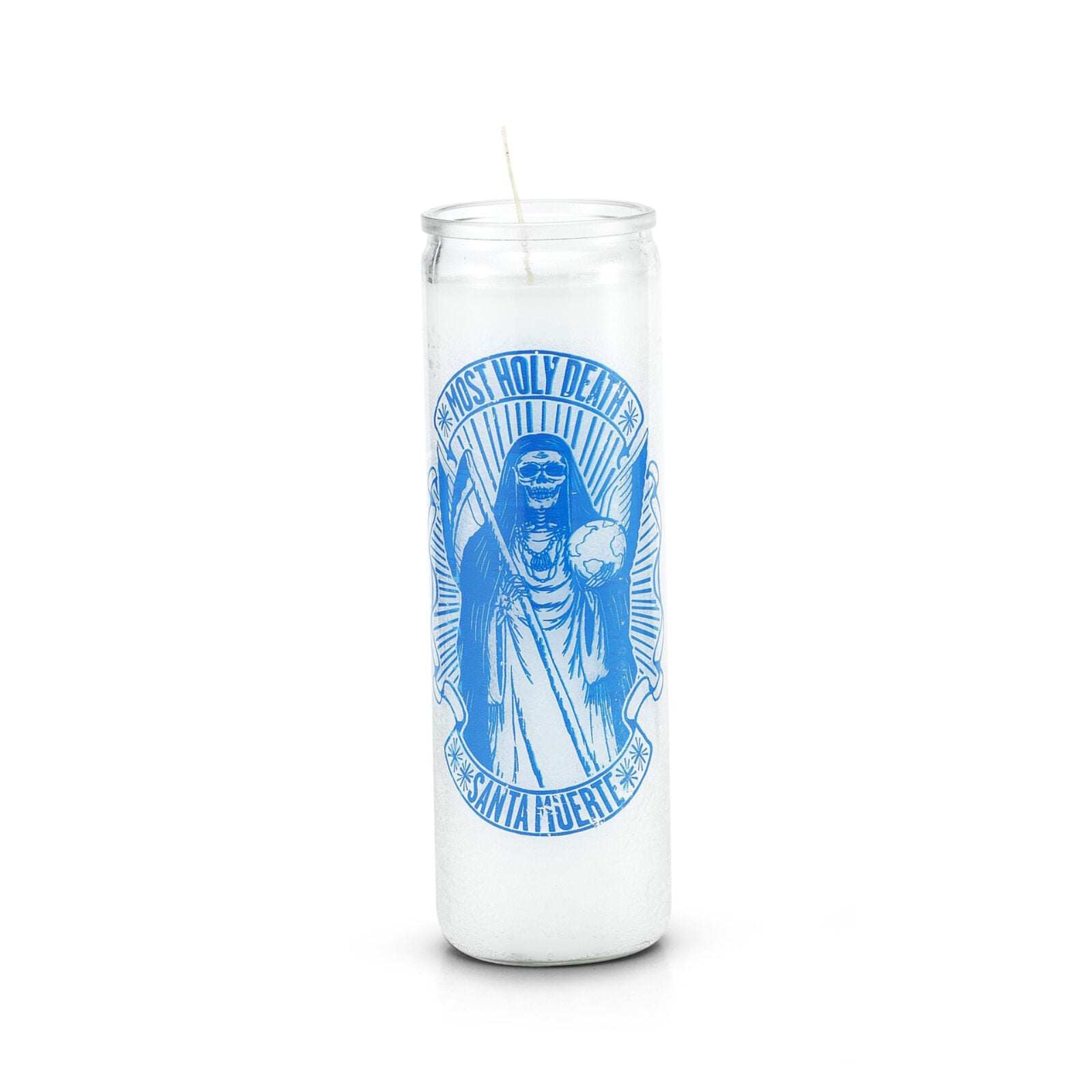 Most Holy Death (Santa Muerte) 7 Day Saint Candle White Check My Vibes