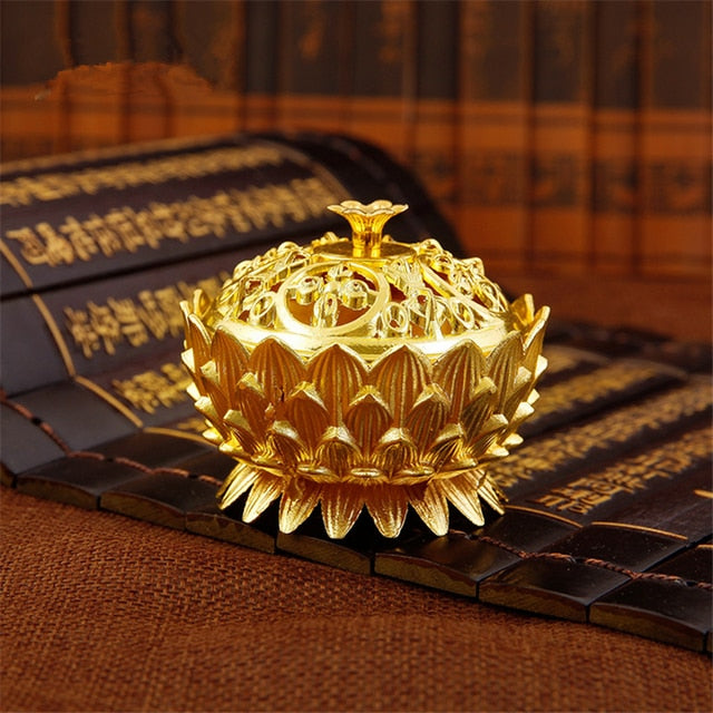 Lotus Flower Incense Burner Buddhism Buddha Holder Brass Mini Sandalwood Censer Incense Metal Craft Home Decoration Spiritual Vibes Check