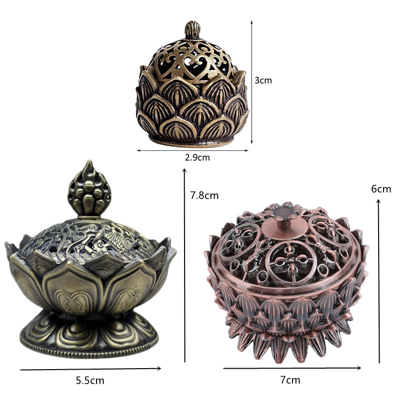 Lotus Flower Incense Burner Buddhism Buddha Holder Brass Mini Sandalwood Censer Incense Metal Craft Home Decoration Spiritual Vibes Check