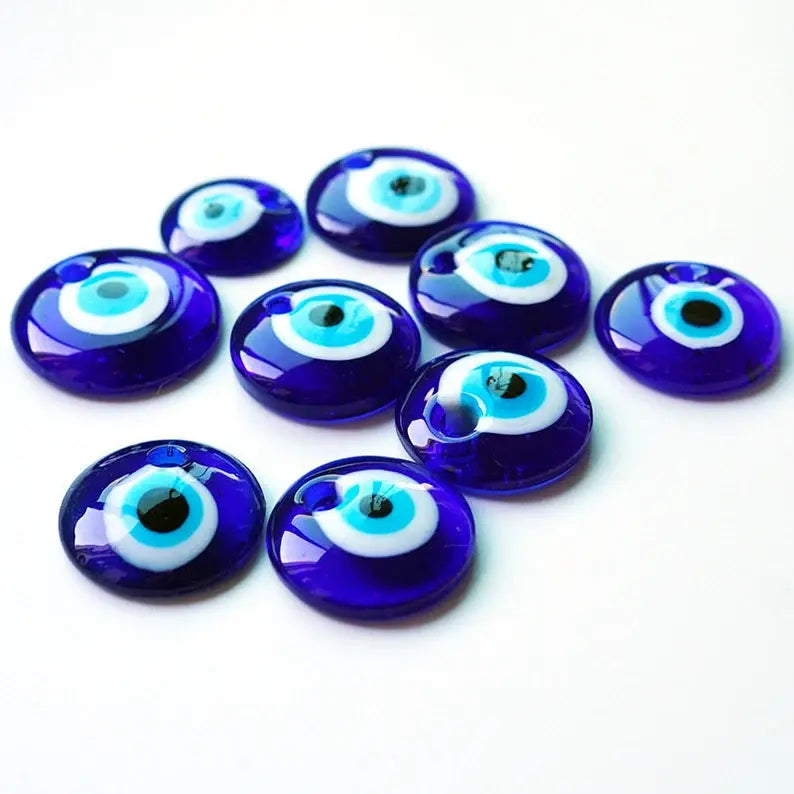 handmade round glass blue evil eye charms pendant botanica21division