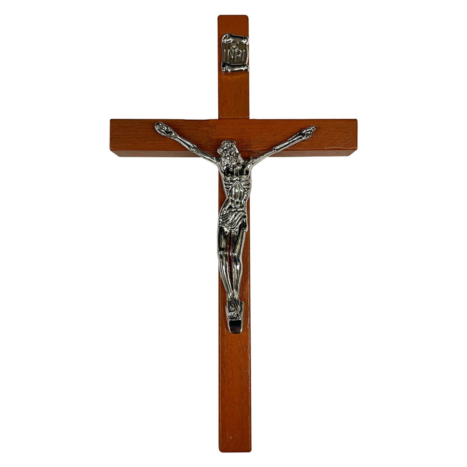 Hanging Wood Crucifix 8"