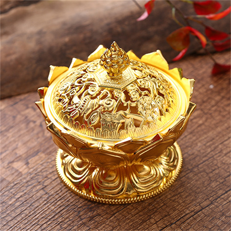 Lotus Flower Incense Burner Buddhism Buddha Holder Brass Mini Sandalwood Censer Incense Metal Craft Home Decoration Spiritual Vibes Check 