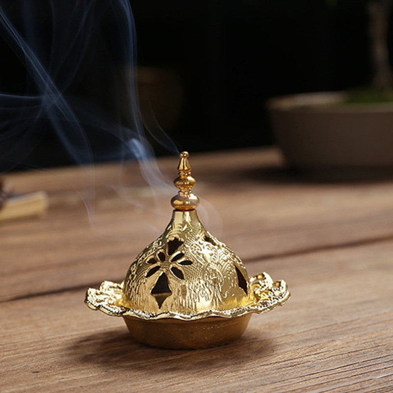 Lotus Flower Incense Burner Buddhism Buddha Holder Brass Mini Sandalwood Censer Incense Metal Craft Home Decoration Spiritual Vibes Check 